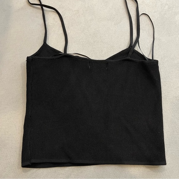 All:Row Black Spaghetti Strap Ribbed Tank Top Small - Picture 4 of 5